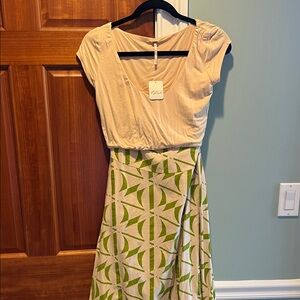 Free People Cream and Green Maxi skirt and Top set